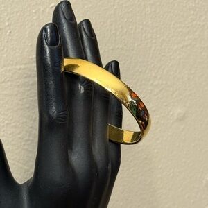 Monet Vintage Gold Toned Classic Bangle Bracelet Signed Interior